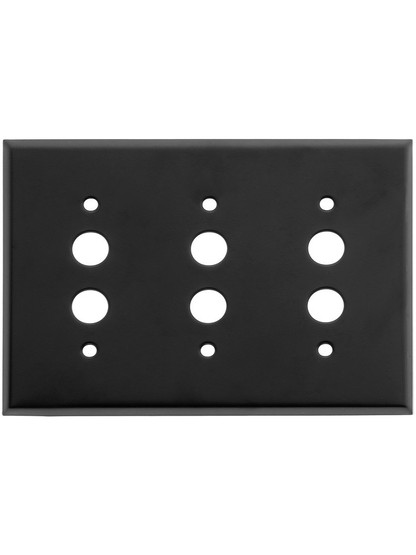 Classic Triple Gang Push Button Switch Plate In Matte Black.